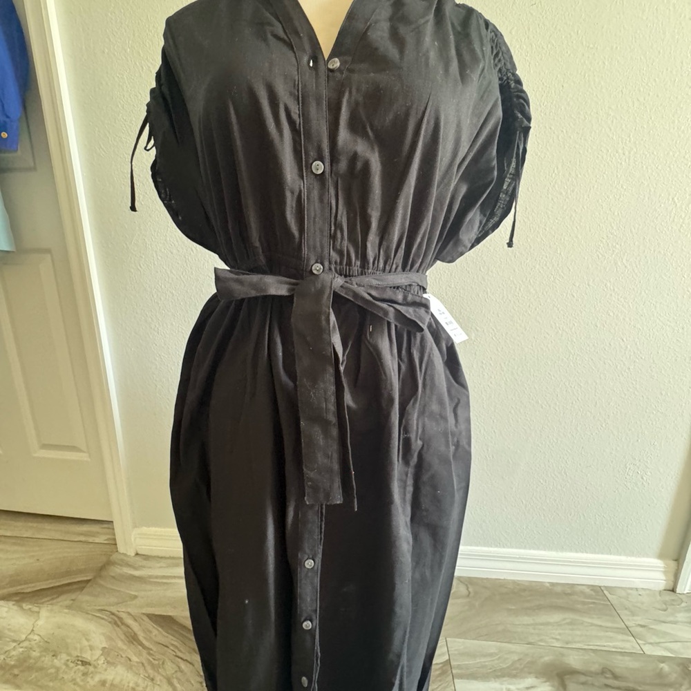 Dress Barn Black Midi Dress with Button Detail